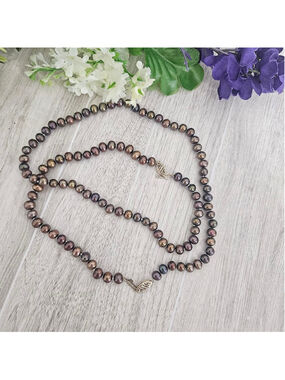 Vintage 10K JCM Gold Freshwater Chocolate Pearl Necklace